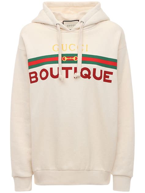 hooded cotton sweatshirt with gucci print replica|gucci boutique sweatshirt.